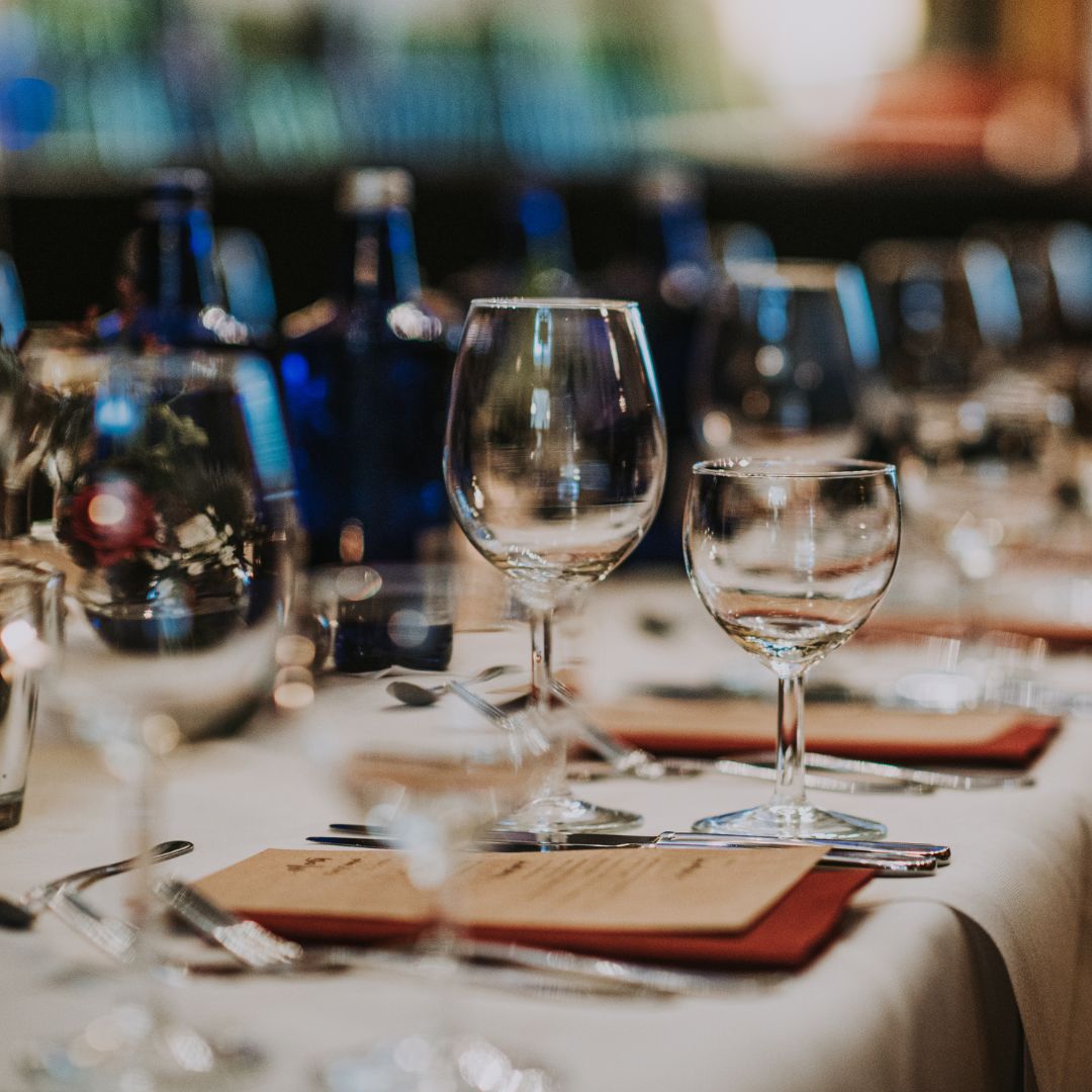 a table set with linens